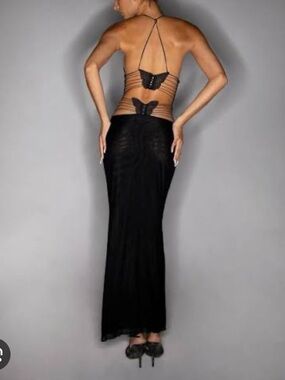 Ellery Black Strappy-Back Maxi Skirt